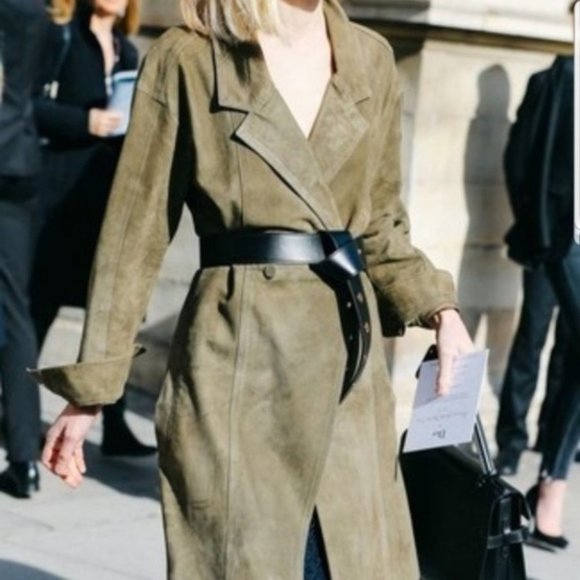 Jackets & Blazers - SUEDE JACKET - OLIVE GREEN